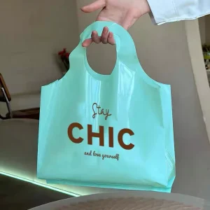 Custom Printed Plastic Dress Shirt Bags with Punch Handles Garment Cover Bags