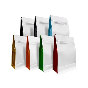 Custom Printed Resealable Square Ziplock Coffee Beans Bag Side Gusset Flat Bottom Packaging Coffee Bag With Valve and Zipper
