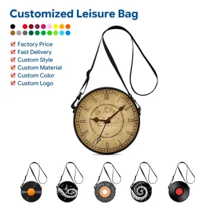 Custom Printed Round Crossbody Bag with Adjustable Strap Casual Sling Shoulder Bag for Daily Streetwear and Outdoor Activities