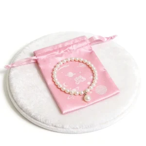 Custom Printing Small Baby Pink Silk Satin Drawstring Jewelry Hair Extension Storage Bag
