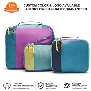 Custom Quality Portable Luggage Packing Organizer Suitcase Storage Cube 3 Set Packing Cubes