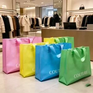Custom Recycled Reusable Poly PE Carrier Plastic Bag Plastic PE Grocery Soft Loop Handle Shopping Bags With Handles for Clothes