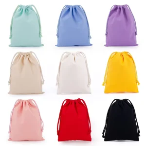 Custom Reusable Cotton Canvas Drawstring Bags Bulk Gift & Jewelry Bags for Weddings & Storage& Promotion