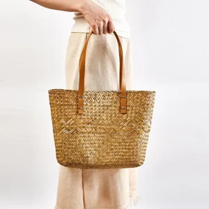 Custom Reusable Large Capacity Woven Handbags Waterproof Beach Tote Bag Summer Weaving Shopping Beach Bags