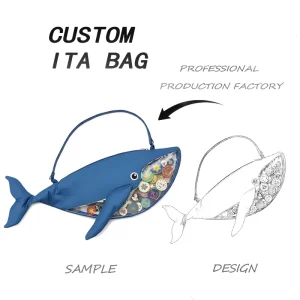 Custom Shaped Cute Whale Animal PVC Ita Bag for Ladies and Girls Fashionable Messenger Single Shoulder Ita Bag