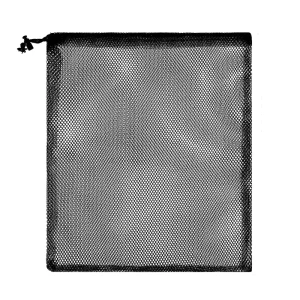 Custom Size 25 X 30cm Black Drawstring Polyester Mesh Bag for Clothing Toy Fruit Packaging and Storage