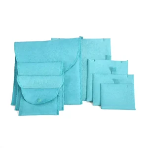 Custom Size Eco Friendly Recycled Microfiber Jewellery Jewelry Flap Pouch Foldable Envelope Bag with Inserts Necklace Pad