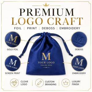Custom Size Logo Color Portable Satin Drawstring Purse Shoe Clothes Dust Bag Luxury Packing Pouch