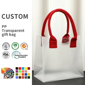 Custom Size Red Tote Bags with Fabric Handles Suitable for Retail Merchandise Packaging in Fashion Clothing Stores