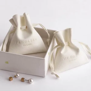 Custom Small Drawstring Faux Suede Jewelry Packaging Pouches