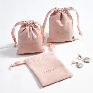 Custom Small Suede Velvet Package Drawstring Jewelry Pouch Bag