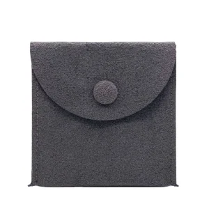 Custom Small Velvet Microfiber Jewelry Pouch With Button Packaging Jewellery Pouch With Logo for Earrings Display