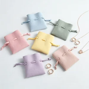 Custom Soft Jewelry Storage Bag for Ring Necklace Microfiber Suede Drawstring Jewelry Pouch Suede Jewelry Packaging Gift Pouch