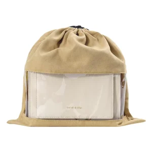 Custom Soft Suede Dust Bag for Luxury Handbag Velvet Drawstring Dust Bag With Clear Window