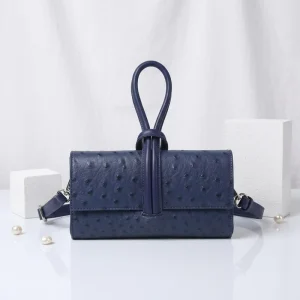 Custom Solid Color Women’s Handbags PU Leather Ostrich Pattern Crossbody Bags Clutch Bag