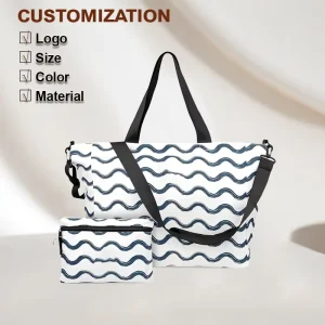 Custom Travel Beach Shopping Handbag Supplier Waterproof Sand proof Zipper Foldable Hand Bags