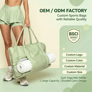 Custom Travel Fitness Carry-on Polyester Female Sports Portable Gym Duffle with Straps for Yoga Mat Tote Yoga Bag