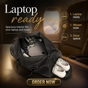Custom Unisex Duffle Bag With Zipper Closure Waterproof With Lined Weekend Carryon Travel Duffel Gym Bag For Men & Women