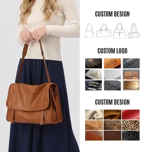 Custom Vintage Fashion Luxury Genuine Leather Ladies Messenger Bag with Polyester Lining Waterproof Single Shoulder Bag