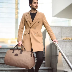 Custom Vintage Waterproof Light Weight Expandable Travel Duffel Garment Bag for Suits with Zipper Closure 16oz Canvas