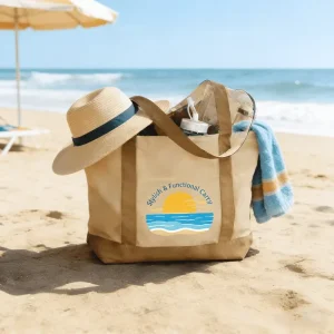 Custom Waterproof Canvas Beach Tote Bag with Logo Print Factory for Resorts and Eco Travel Bulk Order