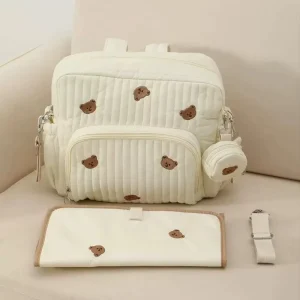 Custom Waterproof Mommy Backpack with Diaper Changing Pad Set Diaper Nappy Bag Soft Quilted Mommy Backpack Hand Bag