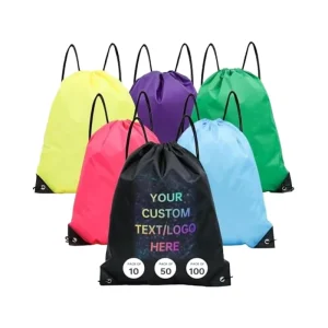 Custom Waterproof Polyester Drawstring Backpack Bulk Promotional Sportpack Personalized Logo for Gym Travel Everyday