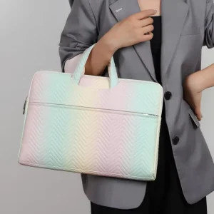 Custom Women’s Multicolor Soft Padded Quilted Laptop Handbag Modern Durable Laptop Briefcase For Business Use