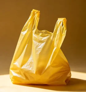 Custom Yellow HDPE Disposable Waterproof Heat Seal Square Bottom Supermarket Shopping Bags with Pad Printing