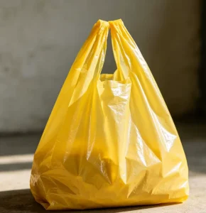Custom Yellow HDPE Plastic T Shirt Bags with Vest Handles and Pad Printing Disposable Packaging for Clothing