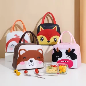 Custom kids lunch bag cute cartoon ziplock food warmer thermal picnic cooler bags