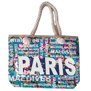 Custom logo I love Paris France Souvenirs Bags Canvas Tote Beach Bag