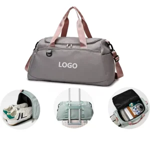 Custom logo Large Capacity Independent Shoes Compartment Sports Gym Bag Short Business Travel Luggage Bag for Female