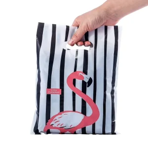 Customer Logo on Bag Die Cut Plastic Bags Custom Punch Hole Shopping Plastic Bag With Logo
