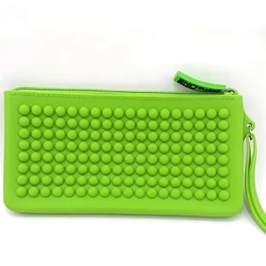 Customised Rainbow Color Silicone Cosmetic Brush Storage Bag with Zipper Closure