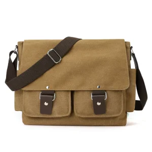 Customizable Canvas Messenger Bag Multi Pocket Crossbody Bag with Anti-Theft Buckle Closure Fashion & Custom Logo Design