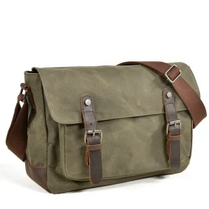 Customizable Genuine Leather Shoulder Messenger Bag for Men Outdoor Retro Canvas Messenger Bags