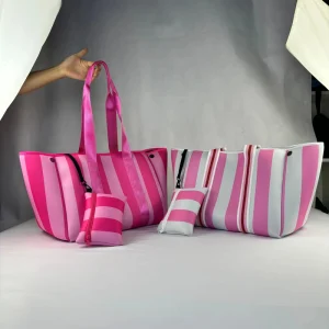 Customizable Large Neoprene Tote Bag for Women Waterproof with Pockets for Travel Beach Gym and Work