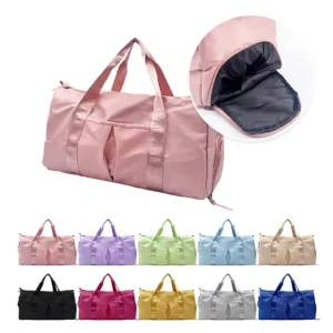 Customizable Luxury Sport Gym Duffel Bags Waterproof Polyester Travel Luggage Zipper Durable Letter Design Fashionable Outdoor