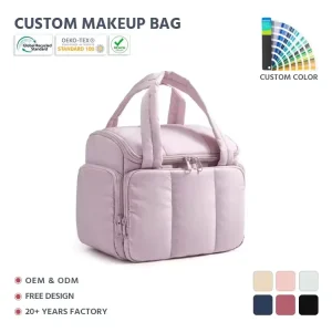 Customizable New Ladies Cosmetic Bag with Large Capacity Stylish Quilted Design Soft and Fluffy Zipper