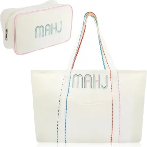 Customizable Portable Eco-Friendly Laser Closure Embroidered Mahjong Storage Canvas Bag for Travel Carrying