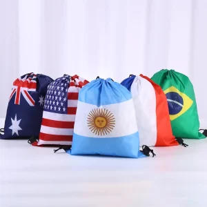 Customizable Portable Lightweight Traveling Yoga National Logo Flag Drawstring Sport Gym Bag for Events