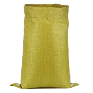 Customizable Wheat 50kg Grain Woven Coated PP Bags Yellow Fertilizer Packaging Recyclable Mesh Bag