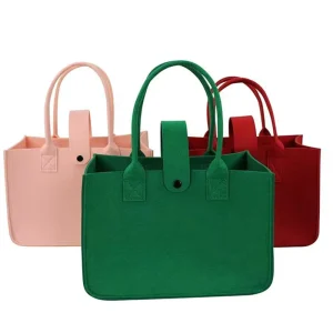 Customizable Women’s Felt Handbags Casual Fashion Style with Button Closure Shopping Bags