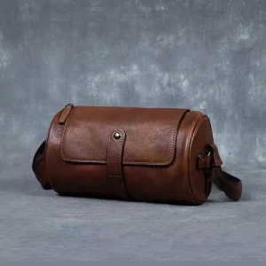 Customization Vintage Men’s Crazy Horse Leather Crossbody Shoulder Bag Genuine Zipper Waterproof Durable Outdoor