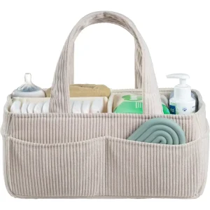 Customize Corduroy New Born Baby Diaper Caddy Multifunctional Portable Fashion Mommy Tote Bag