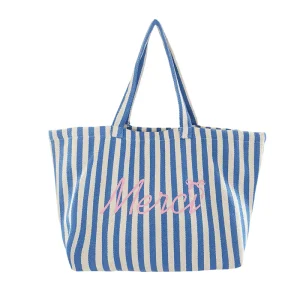 Customized Canvas Boat Tote Bag with Bottom Heavy Duty Reusable Stripe Shopping Bag