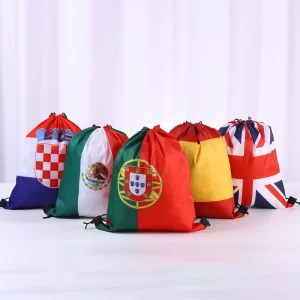 Customized Country Flag Drawstring Backpack Football Fans Support Cheering Item Polyester Bag