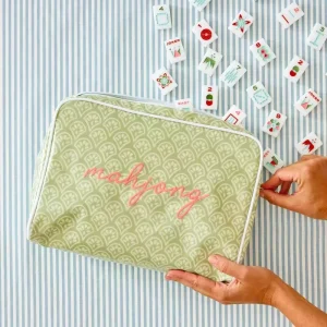 Customized Fashion Pink Stripe Makeup Striped Cosmetic Pouch for Travel Large Patterned Toiletry Bag MAHJONG Tile Clear Coat Bag