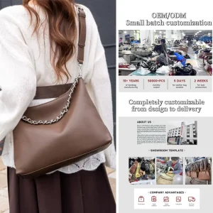 Customized High Quality Leather Shoulder Bag Lazy and Fashionable Design Crossbody Bag Large Capacity Simple Women’s Bag OEM ODM
